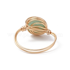 Плоское круглое кольцо на палец из натуральных и синтетических смешанных драгоценных камней RJEW-JR00564