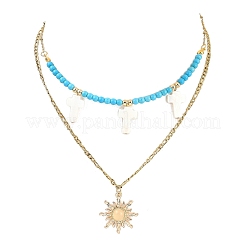 Подвеска в виде солнца из натуральной пресноводной ракушки и сплава стекла NJEW-JN05469-04