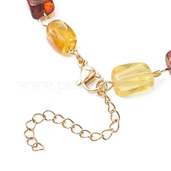 Ожерелья из натуральных янтарных кубовидных бусин&nbsp;NJEW-JN05914