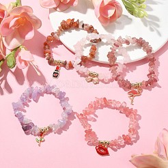 Эластичный браслет из бисера из смешанных натуральных и синтетических драгоценных камней BJEW-JB09587