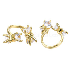 Открытые манжеты с бантом из кубического циркония RJEW-N037-030