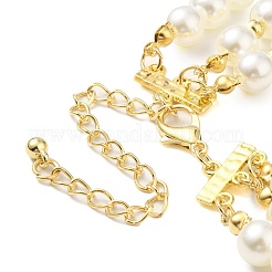 Многослойные ожерелья с синтетической бирюзой и пластиковым жемчугом&nbsp;LS-NJEW-U006-04A-G