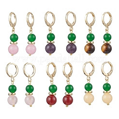 6 пара серег-колец из натурального и окрашенного малайзийского нефрита EJEW-JE06504