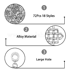 72 шт. 18 стиля сплава европейские подвески с подвесками FIND-FH0008-45