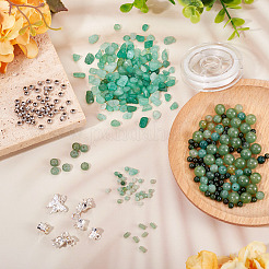 Наборы для самостоятельного изготовления браслетов из натуральных зеленых бусин авантюрина&nbsp;DIY-TA0013-73