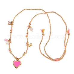 Подвеска в виде розового сердца из нержавеющей стали 304 с эмалированным покрытием NJEW-C093-02G