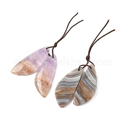 Подвески из натурального аметиста и кружевного агата G-S398-03I