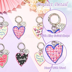 10 шт. 5 стиля подвесных украшений в виде сердца из эмалевого сплава и акрила&nbsp;HJEW-YW00296