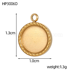 Плоские круглые подвески из нержавеющей стали 304 с кабошонами&nbsp;STAS-OY007-11G