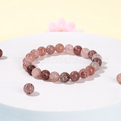100шт 8мм натуральный клубничный кварц круглые бусины&nbsp;DIY-LS0002-51