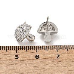 Серьги-гвоздики из латуни с микропаве из прозрачных кубических цирконий в форме гриба EJEW-F895-17P