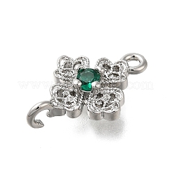 Подвески-клеверы из латуни с зеленым кубическим цирконием&nbsp;LS-KK-Q048-12P
