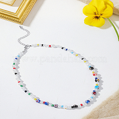 1 шт. ожерелья из бусин ручной работы в технике лэмпворк и пластиковой имитации жемчуга для женщин&nbsp;NJEW-LP0007-21