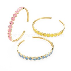 Эмалевый браслет-манжета с улыбающимся лицом&nbsp;BJEW-S141-09