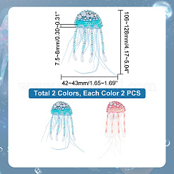 4 шт. аппликации из бисера ручной работы в виде медуз двух цветов&nbsp;PATC-GA0001-12