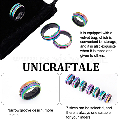 7 шт. набор из 7 колец из нержавеющей стали 304 с рифлением для мужчин и женщин RJEW-UN0002-70