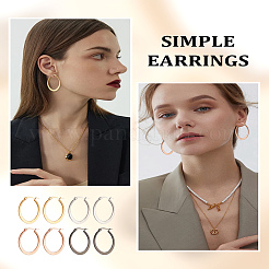 4 пара двухцветных серег-колец из нержавеющей стали&nbsp;EJEW-LP0001-46