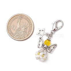 Подвесные украшения из стеклянных бусин и сплава в виде ангела HJEW-MZ00192