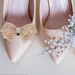 4 шт. 2-х цветный бант из стразов для украшения обуви AJEW-HY0001-78