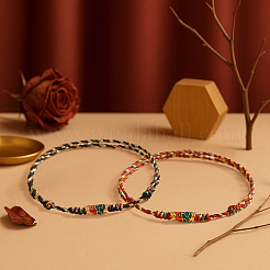 8шт плетеные браслеты из хлопчатобумажной нити двух цветов&nbsp;BJEW-GO0002-03