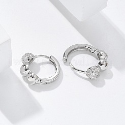 Серьги-кольца из латуни с прозрачным фианитом EJEW-Q014-07P