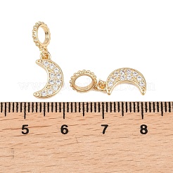 Подвески-шармы в виде луны из прозрачного кубического циркония с микропаве из латуни&nbsp;KK-H257-03G