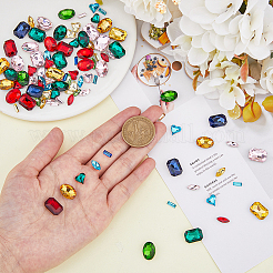 100шт 25 стиля стеклянные кабошоны со стразами GGLA-FH0001-03