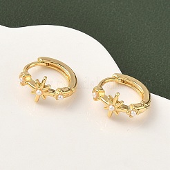 Серьги-кольца из латуни с цветком EJEW-D337-15G