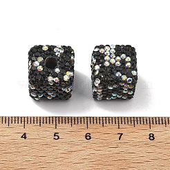 Бусины из полимерной глины в форме куба со стразами CLAY-NH0001-08J