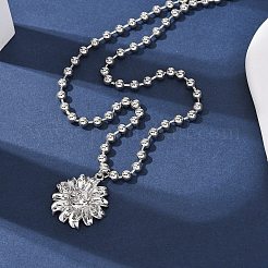 Латунные подвески-цветы с цепочкой из шариков&nbsp;NJEW-D348-01P