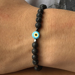 Браслеты из натуральных круглых бусин из лавы для мужчин DE0249