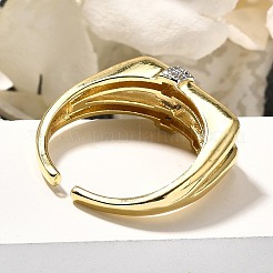 Латунные кольца из манжеты с прозрачным цирконием&nbsp;RJEW-U035-05GP