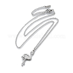 304 нержавеющая сталь кулон в форме фламинго ожерелья с цепочкой для женщин и мужчин NJEW-Q032-02A-P