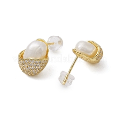 Натуральные жемчужные ушные шпильки EJEW-P286-44G
