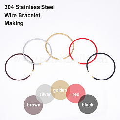 5шт. 5-х цветная плетеная проволока из нержавеющей стали 304 для изготовления браслета MAK-UN0001-34