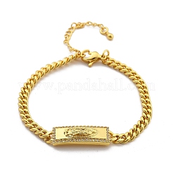 Браслеты-цепочки из латуни с кубинскими звеньями BJEW-A035-01G