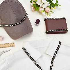 10 ярд полиэстера с отделкой из полукруглых бусин из АБС-пластика&nbsp;OCOR-GA0002-76A