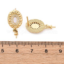 Фурнитура для серег-гвоздиков из латунных ракушек с микропаве из кубического циркония KK-D363-10G