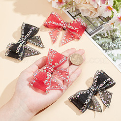 4 шт. 2-цветные украшения для обуви из полиэстера со стразами в виде банта AJEW-HY0001-80A