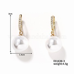 Круглые серьги-кольца из латуни с искусственным жемчугом XJ1911-3