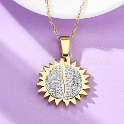 304 нержавеющая сталь полимерная глина стразы солнце открывающиеся подвески ожерелья для женщин&nbsp;X-NJEW-Z065-10G-01