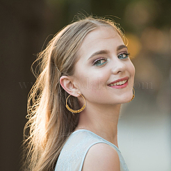 7 пара круглых серег-колец из плетеного стекла двух цветов EJEW-AN0002-21