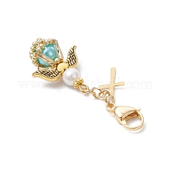 Подвеска в виде ангела из стеклянного жемчуга и стеклянных бусин&nbsp;HJEW-MZ00265-05