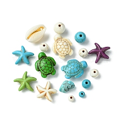 Наборы для поиска ювелирных изделий из синтетической бирюзы и натуральных ракушек каури своими руками DIY-FS0005-98