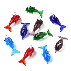 10 шт. 5-х цветные подвески ручной работы из серебряной фольги в технике лэмпворк LAMP-CJ0002-53