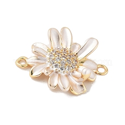 Подвески-коннекторы из цветочной латуни с микропаве из прозрачного кубического циркония&nbsp;LS-KK-M326-06-G02