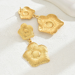 Элегантные серьги-гвоздики с подвесками в виде подсолнуха из нержавеющей стали 201 QQ3962