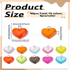 40шт 10 цвета прозрачные подвески из смолы&nbsp;RESI-LP0001-46