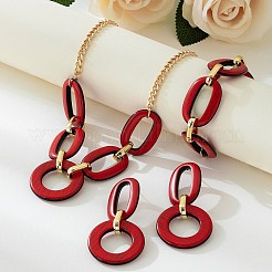 Комплект из акриловой овальной цепочки с подвеской и серег-гвоздиков FS-WGBB07C-01