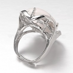 Регулируемая овальная латунная естественно Howlite широкий ленточные кольца&nbsp;RJEW-L062-03B